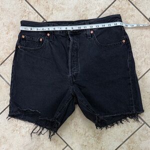 Levi's Black Frayed Denim Shorts